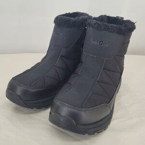 SILENTCARE Mens Warm Snow Boots, Fur Lined Waterproof Winter Shoes Anti-Slip 8.5